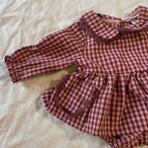 Deep Pink/Red Checkered Baby Romper/Dress